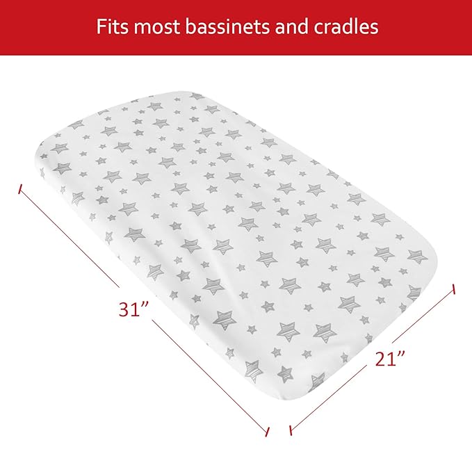 Waterproof Bassinet Sheets 2 Pack, Compatible with Graco Travel Lite Crib, Soft and Breathable 31" X 21"