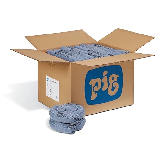 PIG Blue Absorbent Sock | Form Barrier & Prevent Spills | Absorbs up to 95 oz per Sock | ext. Dia. 3" x 4' L | 40 Count | 4048