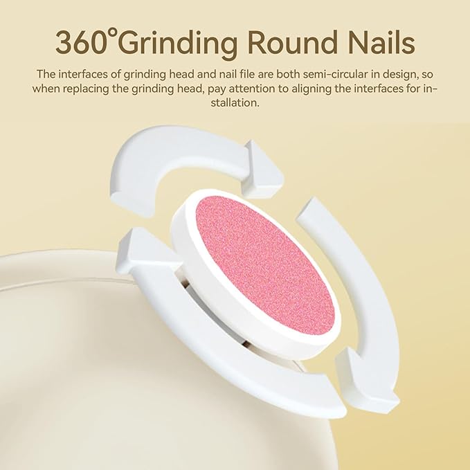 Baby Nail File Electric, Gentle Rechargeable Baby Nail Clippers Grooming Kit Manicure Set for Infant Toddler or Adults, 6 Grinding Head Replacement Pads, 1 Nail Clipper, 1 Nose Clip (White)