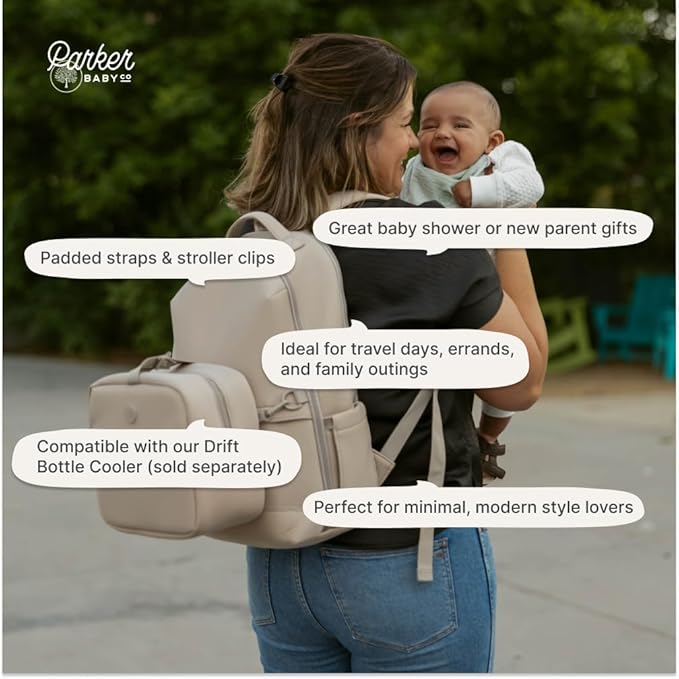 Parker Baby Drift Neoprene Backpack & Belt Bag | Roomy, Soft & Water Resistant | Travel Essentials w/Diaper Changing Pad | No-Bulk Design w/Adjustable Stroller Straps | Llama