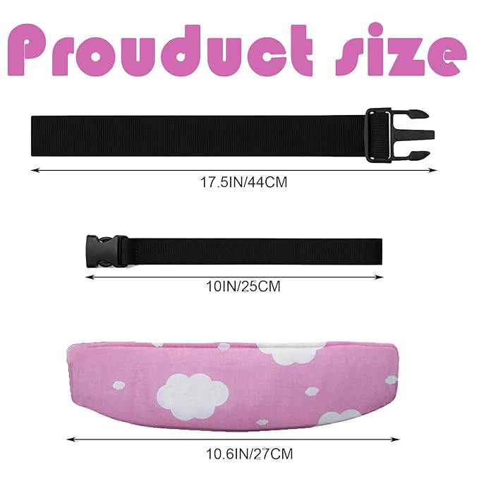 3 Pcs Baby Carseat Head Support, Car Seat Straps Pillow Support Ban, Stroller Neck Relief Strap Headrest, Slumber Sling Sleep Positioner for Toddler Infants Child Children Kids (Stars, Owls, Clouds)