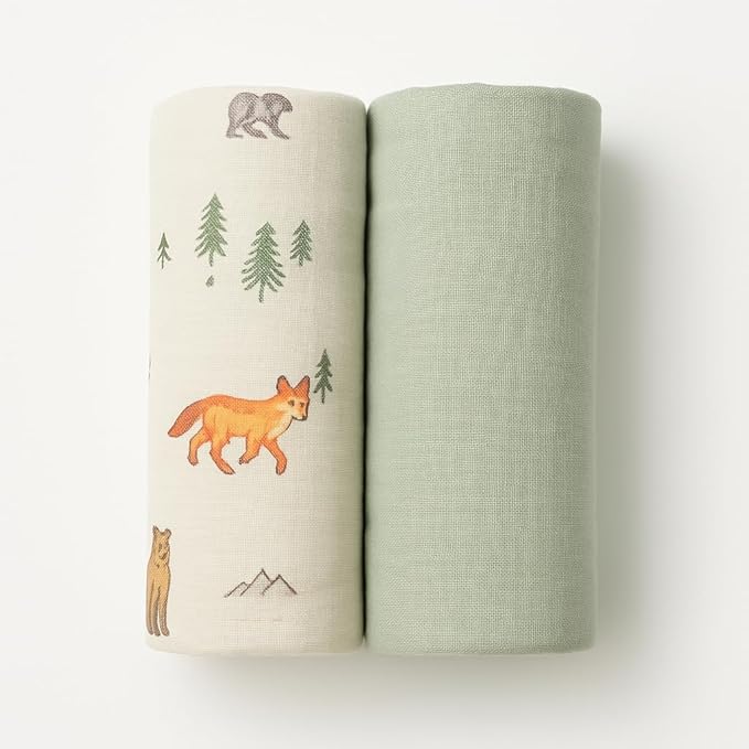 Soft 100% Cotton Swaddles for Newborns, 2- Pack - Large, Breathable Baby Blanket - Versatile, Durable Muslin Swaddle Blankets - Perfect Newborn Essentials