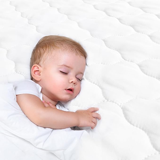 Bassinet Mattress Pad Cover, Fits 18” x 36” Standard Cradle Bassinet Mattress, 2 Pack, Waterproof Ultra Soft, White and Grey