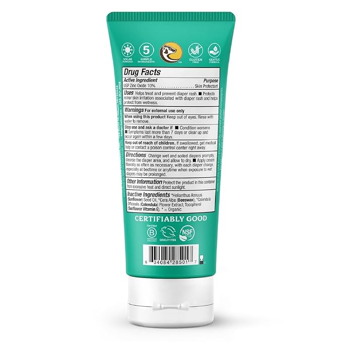 Badger Baby Diaper Rash Cream, Zinc Oxide Diaper Cream for Babies, Natural Skin Barrier Cream with Organic Sunflower Oil & Beeswax, 2.9 fl oz, 2-Pack