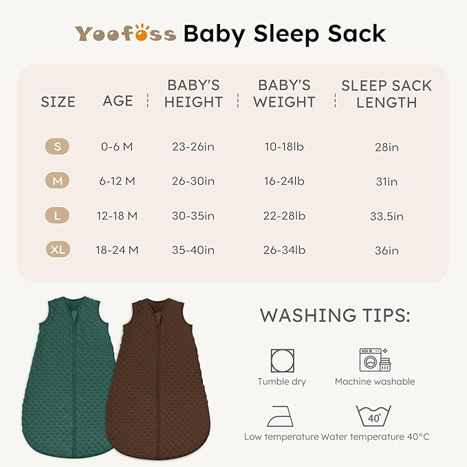 Yoofoss Fleece Baby Sleep Sack 12-18 Months with Plush Dots, TOG 1.5 Baby W