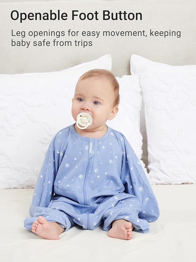 GROWNSY Transitional Swaddle Sleep Sack 3-6 Months, Starfish Design Baby Swaddle Sack, Dual-Zipper for Easy Diaper Changes, Proper Hip Development & Openable Foot Button, 12-20lbs, Blue