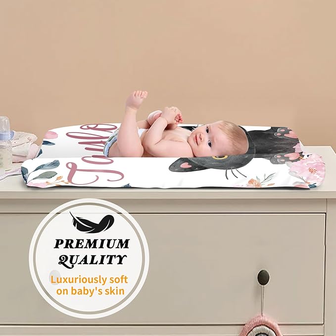 Custom Changing Pad Cover Set - Jersey Knit Ultra Soft Unisex Waterproof Diaper Changing Table Covers with Personalized Name for Baby Boys Girls - Comfy Cozy 2 Pcs Set Style23