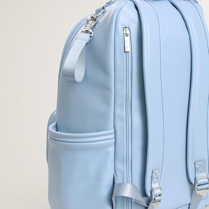 Itzy Ritzy Diaper Bag Backpack – Large Capacity Boss Plus Baby Backpack Diaper Bag Featuring 19 Pockets, Changing Pad, Stroller Clips, and Comfortable Straps (Teddy Blue)
