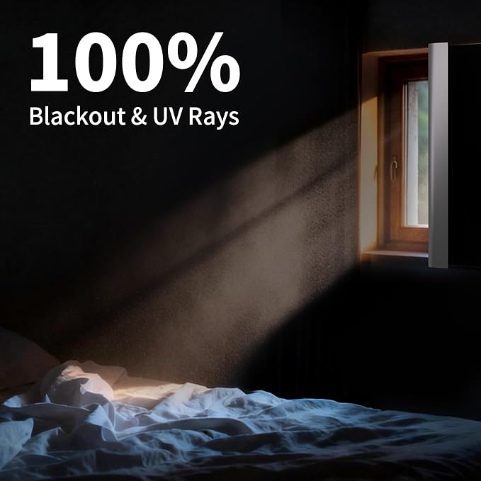 100% Blackout Window Cover, Portable Magnetic Black Out Curtains for Window, Black Out Shades No Drill Cuttable Blackout Blinds for Bedroom, RV, Nursery, Media Room, 79x57 inch
