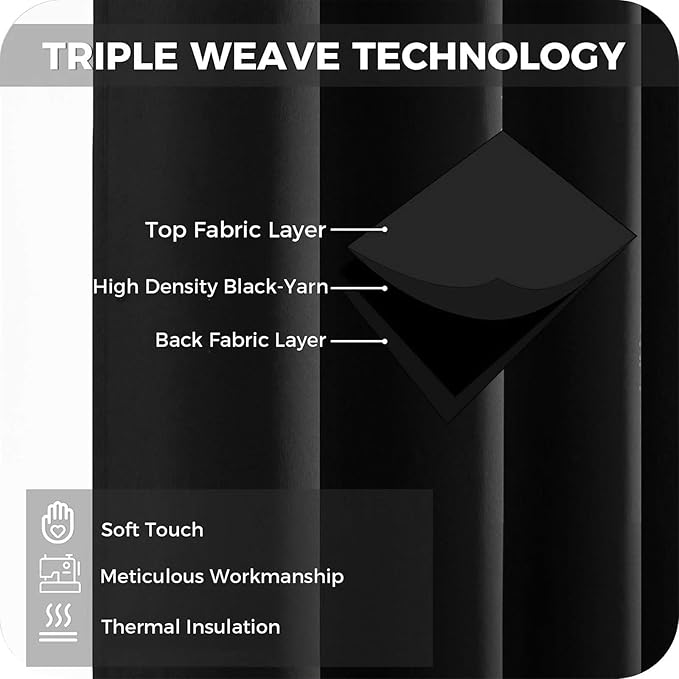 Extra Long Blackout Curtains - 2 Story High Living Room Drapes - Tall Curtains for High Ceiling or Long Window - 144 156 168 192 204 216 228 240 Inch 12ft-20ft Length(1 Panel,Black, 52″x240″)