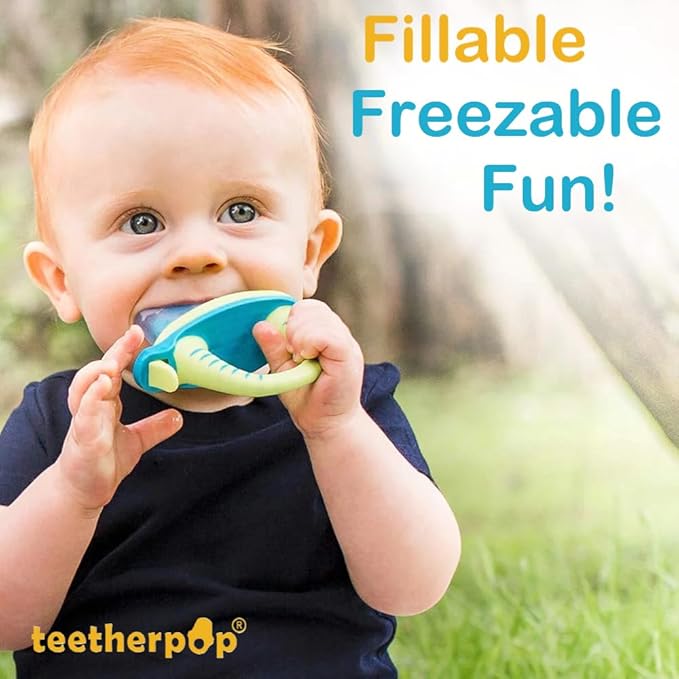 Teetherpop Fillable Freezable Teether for Babies - Breastmilk Popsicle Molds for Teething with Spill-Proof Sippy Slits – Freezable Baby Fruit Feeder Pacifier, Liquids & Purées, Cooling Teething Relief