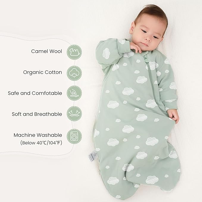 Unisex Sleeping Bag for Babies and Toddlers 1.0 Tog Sleep Sack 0-6 Months, Baby Sleep Sack, Newborn Sleep Sack, Wearable Blanket Baby, One Piece Long Sleeves, Gifts for Toddlers