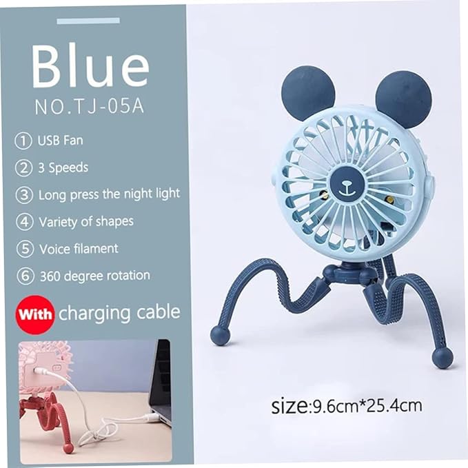 Portable Fan USB Baby Stroller Fan Clip on Mini Tripod for Baby Stroller Car Seat Traveling pushchair cooling fans