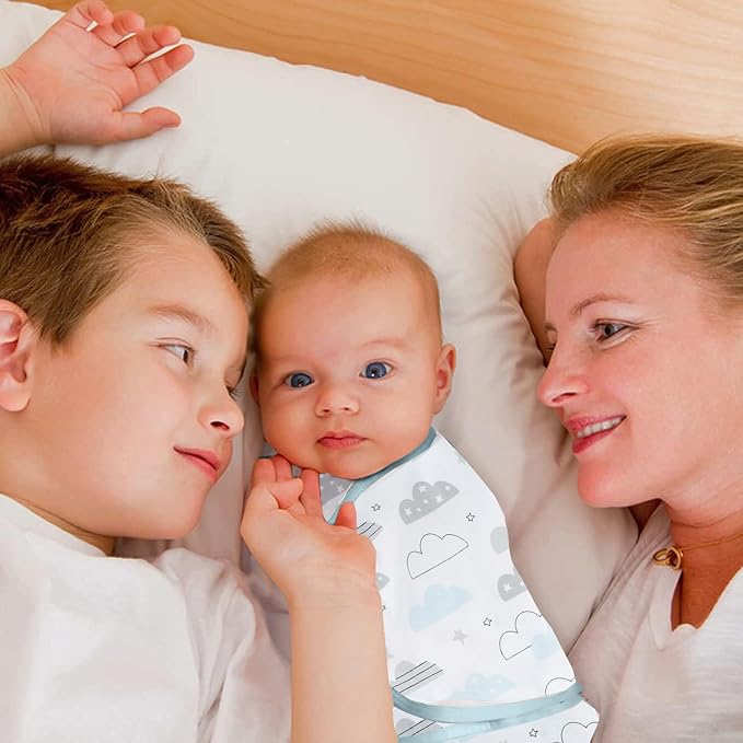 insular Baby Swaddle Wrap, Swaddle Blanket for Newborn and Infant, Adjustable Swaddling Set for Boy and Girl, Soft Cotton Baby Sleep Sack 3 Pack, Clouds, Small(0-3 Month)