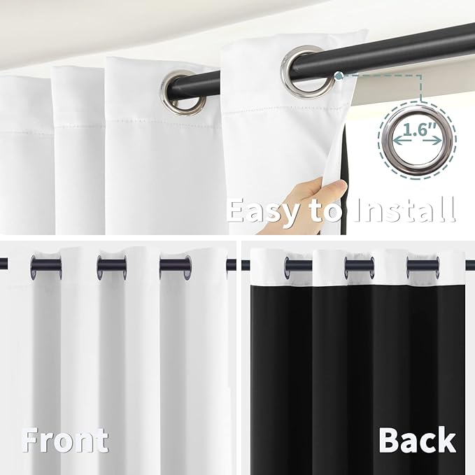 BGment White Blackout Curtains 95 Inches Long 2 Panels Set for Living Room, Thermal Insulated 95 Length Curtains & Drapes, Grommet 100% Black Out Soundproof Curtains for Bedroom Window, Each 52 Wide
