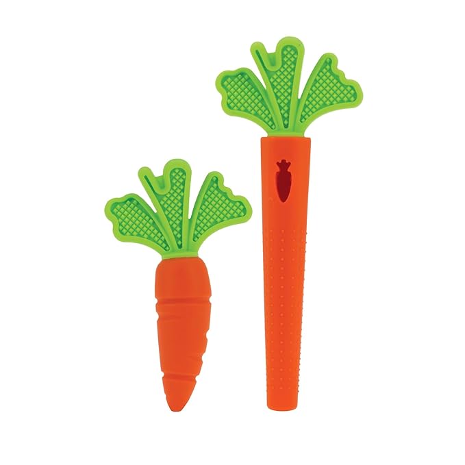 Nuby Silicone Carrot Tube Teether and Messaging Infant Teether - (2-Pack) Baby Teething Toy - 3+ Months