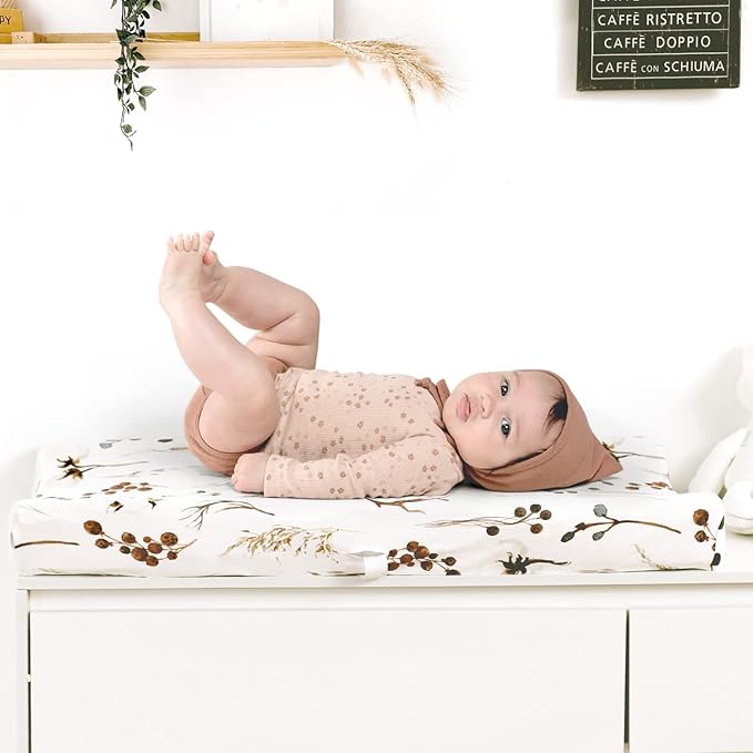 GRSSDER Stretch Ultra Soft Jersey Knit Changing Pad Cover Set 2 Pack, Change Table Pad Covers Fit 32"/34" x 16" Pads Safe and Snug, Unisex Stylish Pretty Diaper Change Table Sheets for Baby, Beige