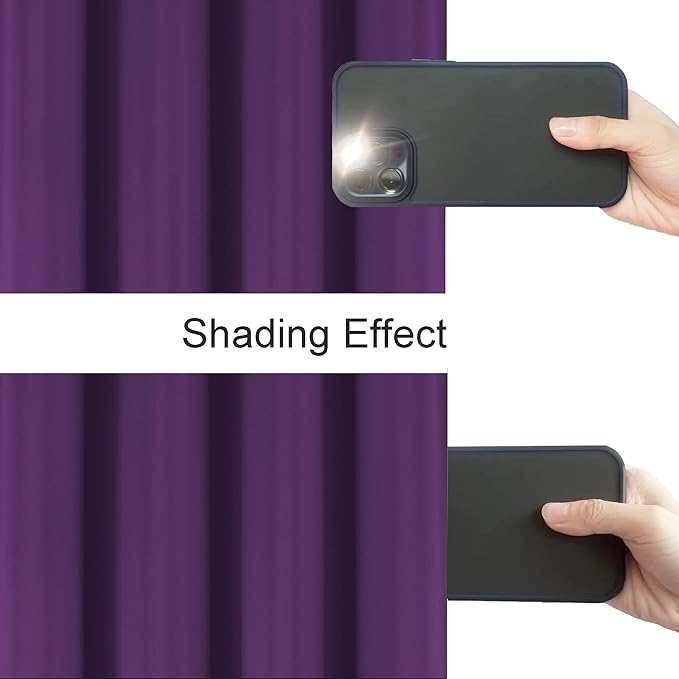 LEMOMO Purple Thermal Blackout Curtains/40 x 72 Inch/Set of 2 Panels Room Darkening Curtains for Bedroom and Living Room
