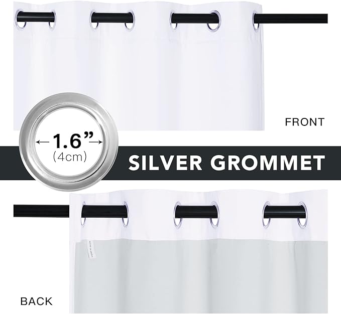 RYB HOME 100% White Blackout Curtains, Anti Dust Small Particle Mountain Fires Smog Filter Drapes Noise Reducing Energy Effieient Window Dressing for Furance Nursery Bedroom, W52 x L63 inch, 2 Panels