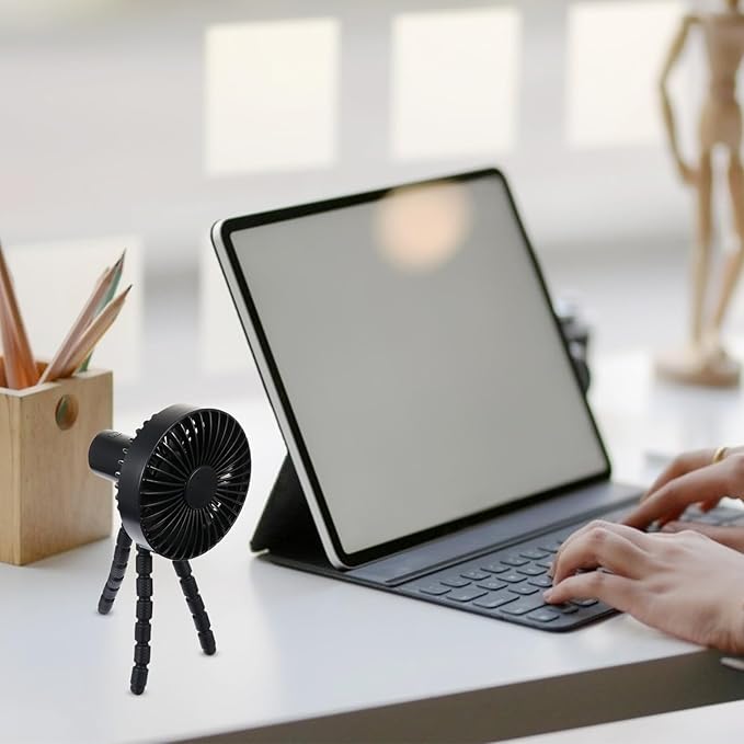 Portable Stroller Fan with Flexible Tripod, Mini Rechargeable USB Clip Fan for Strollers, Mute Operation and Outdoor Travel Cooling
