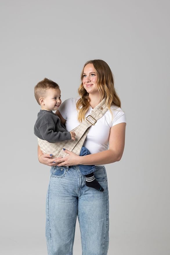 Mabē Monarch Toddler Sling Carrier – Ergonomic Hip Carry Support for Toddlers – Adjustable and Breathable Sling for Easy Up/Down & Comfortable Holding (16–45 lbs, Houndstooth)