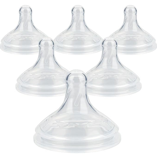 Silicone Nipple for Dr.Brown's Wide-Nick Baby Bottles,Level 1 Bottle Nippls, Slow Flow, 1m+, 6 Count