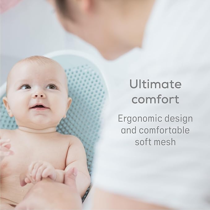 Angelcare Baby Aqua Soft Touch Bath Support & Thermometer Bundle | Newborn Baby Bathtub 0-6 Months | Baby Registry Must-Have | Newborn Essentials for Safe & Comfortable Bath Time