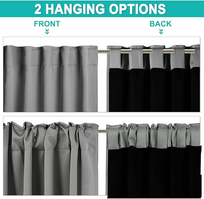 NICETOWN Full Shade Curtain Panels, Pair of Energy Smart & Noise Blocking Out Blackout Drapes for Sliding Glass Door, Thermal Insulated Guest Room Lined Window Dressing (Silver Gray, 52 x 84 inch)