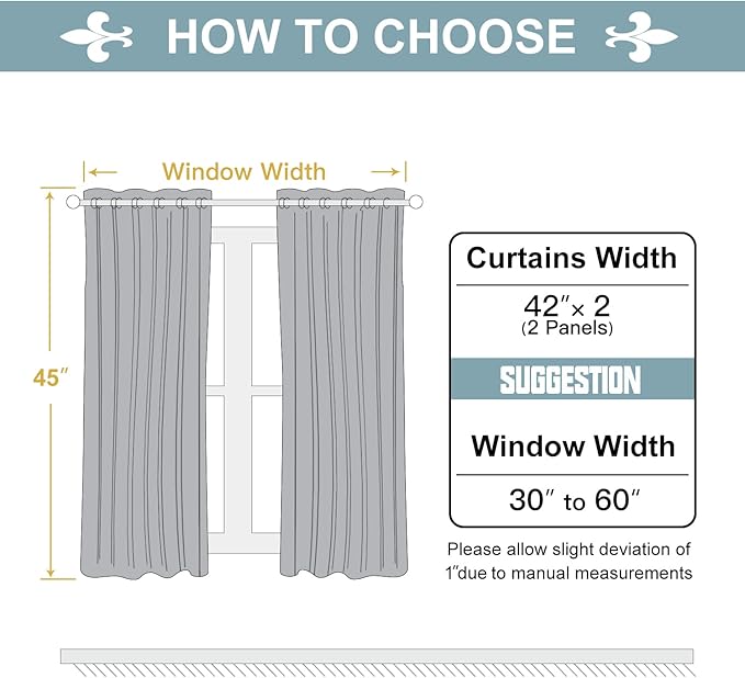 ChrisDowa 100% Blackout Curtains for Bedroom with Black Liner, 2 Thick Layers Total Blackout Thermal Insulated Grommet Small Window Curtains 2 Panels Set (Mustard Yellow, 42 x 45 Inch)