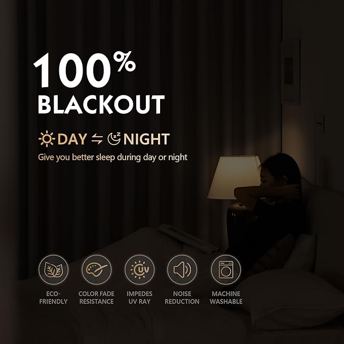 FMFUNCTEX 100% Blackout Curtains for Bedroom, Khaki Curtains 96 Inches Long Textured Thermal Insulated Curtains for Living Room Drapes, Black Out Drapery Grommet Room Darkening 2 Panels