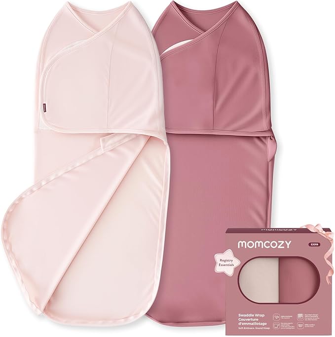 Momcozy Swaddles for Newborns, Quiet Fastener Suitable for Infant 0-3 Months, New-Parent-Friendly Swaddle Sack, Reduce Startle Reflex, Newborn Boys Girls Registry Essentials, 2-Pack, Bloom