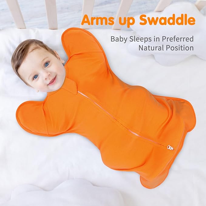 Transition Swaddle 0-3 Months, Newborn Sleep Sacks Arms up Swaddle 2-Way Zipper 100% Cotton Arms in/out, 0.8 Tog Baby Sleep Sack for Boy Girl, 2-Pack Transitional Swaddles (Small 5-14lbs)