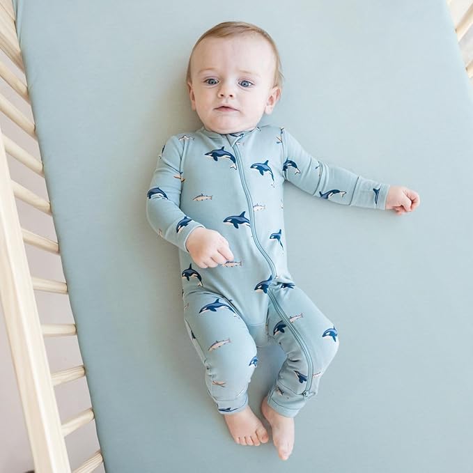 GRSSDER Jersey Crib Sheets for Boys and Girls, Stretchy Ultra Soft Crib Fitted Sheets Set 2 Pack, Universal Fit All Standard Crib Mattress Pads Safe and Snug, Navy Blue/Baby Blue