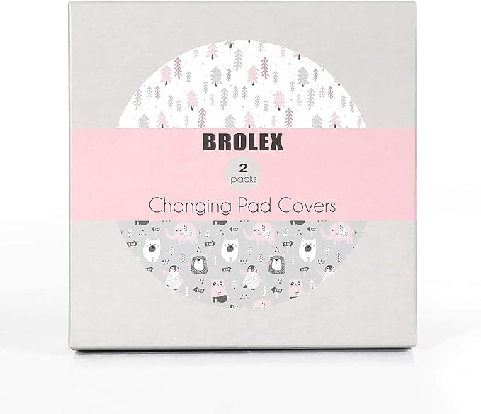 Stretchy Changing Pad Covers BROLEX 2 Pack Jersey Knit Changing Table Covers for Girls Boys,Jungle Animals