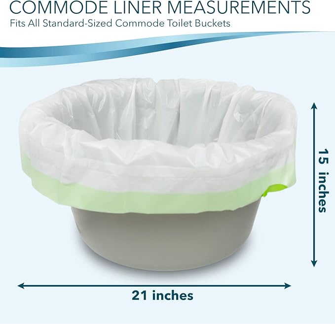 TidyCare Bedside Commode Liners for Portable Toilet Chair Bucket and Bedpan | Value Pack of 96 Disposable Waste Bags for Adults in Medical Care | Universal Fit Portable Toilet Liners