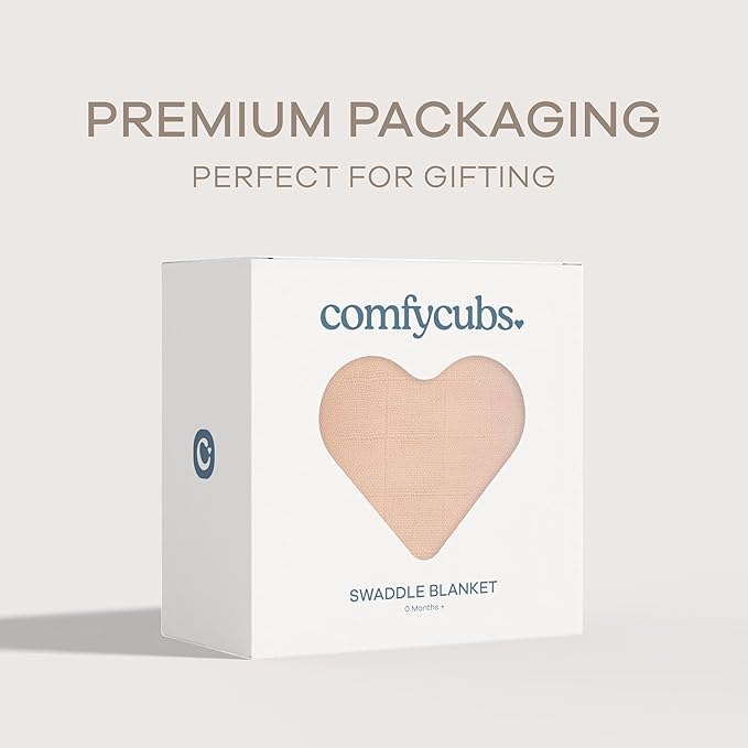 Comfy Cubs Muslin Swaddle Blankets Pack of 1, 47 x 47 Inch Soft Cotton Baby Blanket Set, Large Multipurpose Wraps for Newborns - Self-Soothing Swaddles for Newborns - Blush
