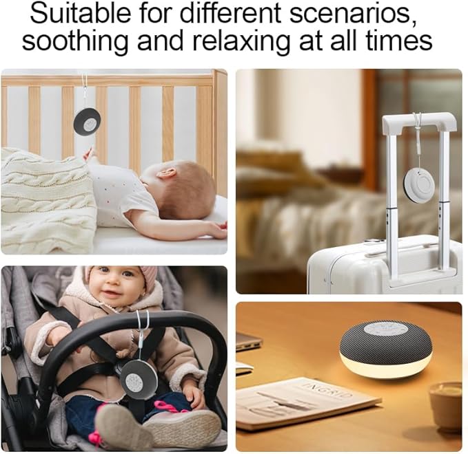 YEVIK Portable Sound Machine for Baby Sleep & Travel, 39 Soothing Sounds with Night Light, USB-C Rechargeable, Timer, White Noise Maker for Nursery, Adults, Office