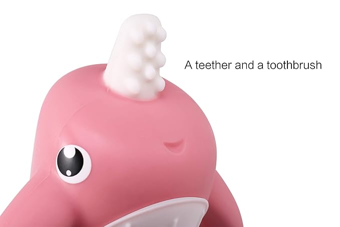 Smily Mia Narwhal Silicone Baby Teething Toys for 3-6 6-12 Months, Teething Relief Toys, Food Grade Silicone Teether Baby Toys, Sensory Toys for Teething Babies, Baby Essential, BPA Free, Pink