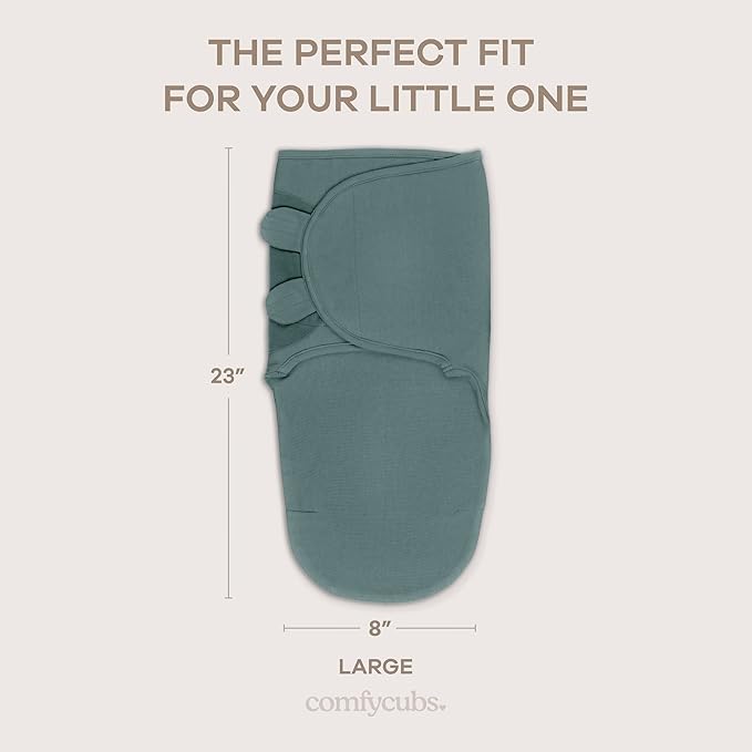 Comfy Cubs Easy Swaddle Blanket, 3 Pack - 100% Cotton Newborn Wrap, Large for 3-6 Months Infants, with Adjustable Velcro, Breathable and Durable Sleep Sack for Babies - Stone, Nomadic Blue & Azul