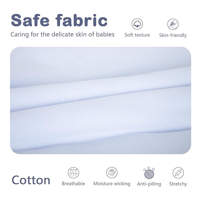 Mosebears Sleep Sack Baby Winter Wearable Blanket with 2-Way Zipper,2.5 TOG Cotton Sleep Sack Unisex (Fog Blue, 6-12 Months)