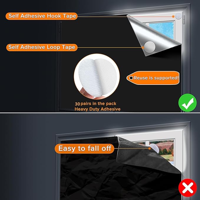 Portable Blackout Shades (157" x 57") Travel Window Blackout Curtains, 100% Blackout Material Temporary Blinds for Baby Nursery, Bedroom, Dorm Room, or Travel Use