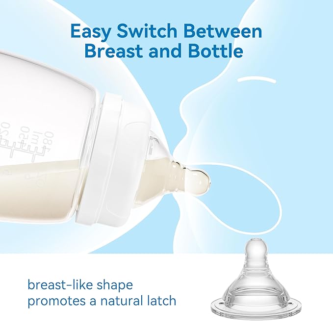 Gotocut Bottle Nipples Medium-Fast Nipple Level 3, 6m+, Compatible with Wide-Neck Baby Bottle, 9 Count