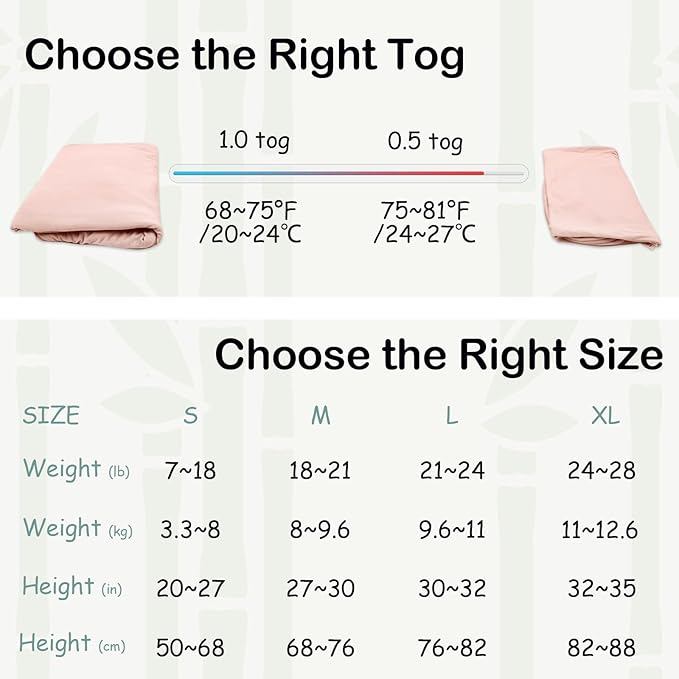 Supersoft Rayon Made from Bamboo Sleep Sack 18-24 Months 1.0 Tog Toddler Sleep Sack 2t Baby Wearable Blanket with 2-Way Zipper Unisex Sleeping Bag for Babies All-year-around (2 Pack) Pink & Gray