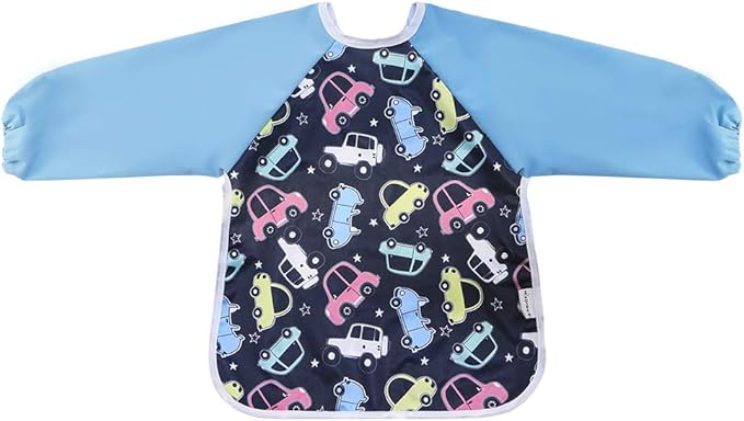 Hi Sprout Infant Toddler Baby Waterproof Sleeved Bib, Bib with Sleeves&Pocket, 6-24 Months