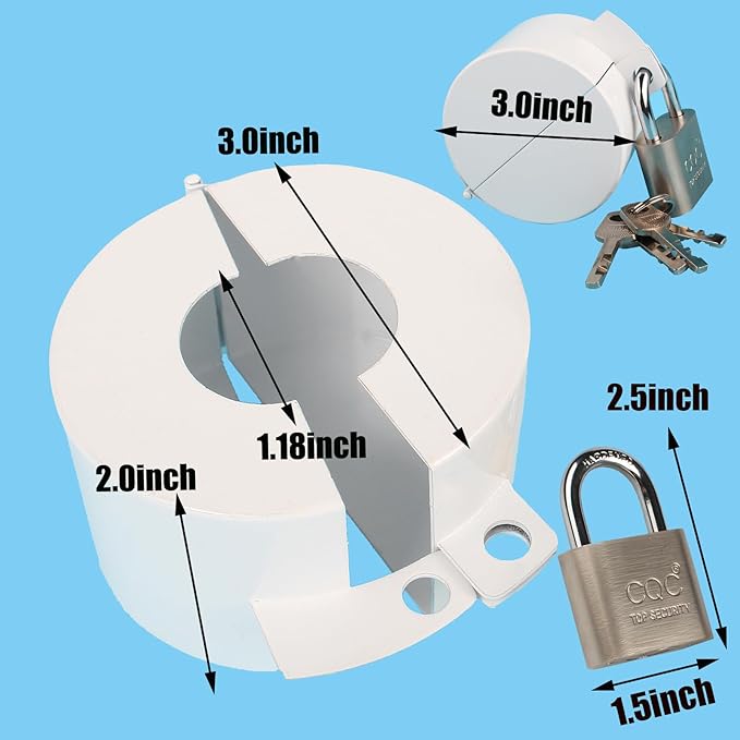 Door Knob Lockout Device with Padlock, Round Door Handle Security Lock, Prevents Turning of Door Knob and Access to Keyhole, White