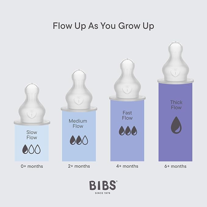 BIBS Baby Bottle 5 oz / 150 ml Silicone Nipple 2 Pack - Anti-Colic, BPA-Free, Round Nipple, Slow Flow, Lightweight & Easy to Clean, Suitable for Newborns 0+ Years - Ivory