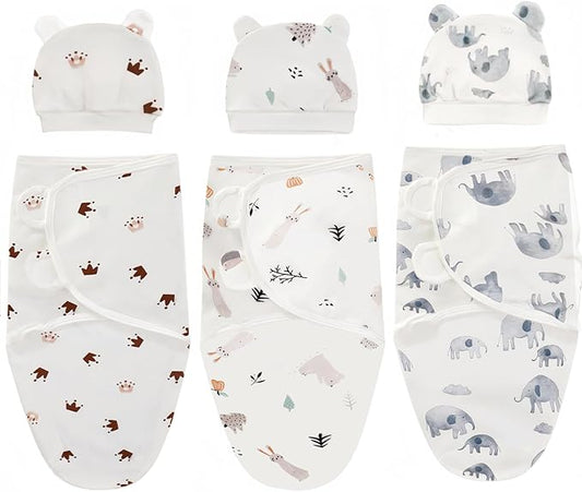 3-Pack Organic Baby Swaddle Sleep Sacks,Nursery Swaddling Blankets,Swaddles for Newborns Infant 0-3 Months
