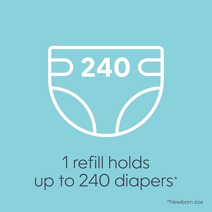 Diaper Genie Bags Refills 240 Count (Pack of 1) with Max Odor Lock | Holds Up to 1,200 Newborn Diapers | Fits Diaper Genie Complete