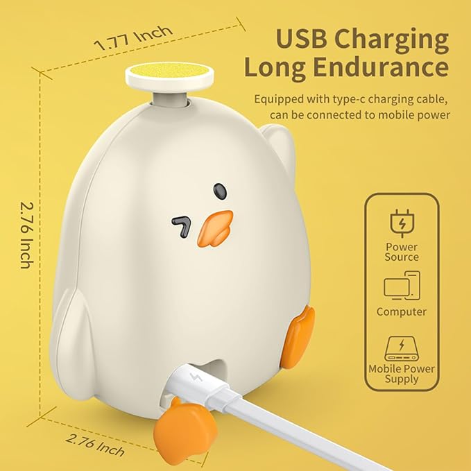 Baby Nail File Electric, Gentle Rechargeable Baby Nail Clippers Grooming Kit Manicure Set for Infant Toddler or Adults, 6 Grinding Head Replacement Pads, 1 Nail Clipper, 1 Nose Clip (White)