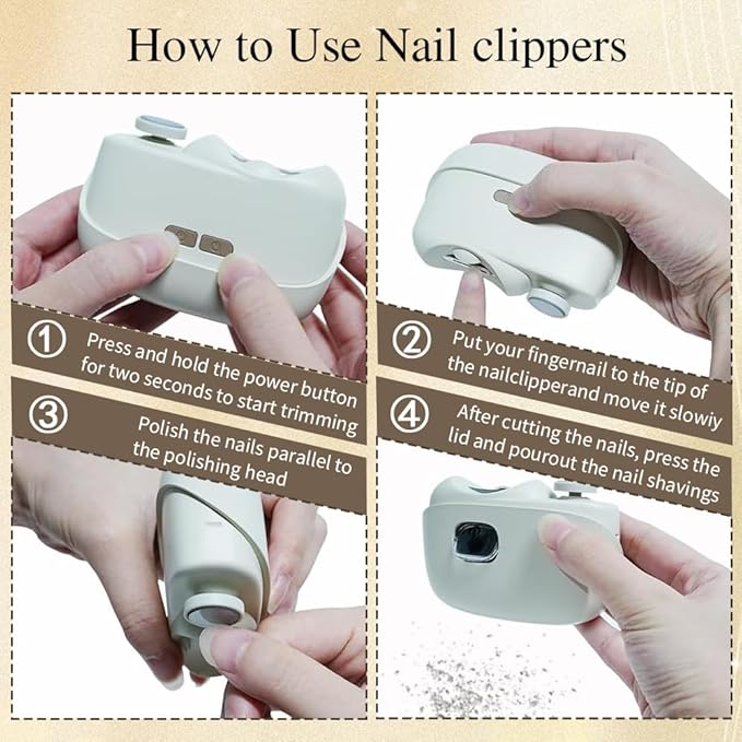 Electric Nail Clippers for Seniors，2026 New Smart Nail Clipper for Seniors，2 in 1 Electric Toe Nail Clipper with Polishing, USB, LED Light, Safety First Nail Clippers Baby with Mini Folding Keychain